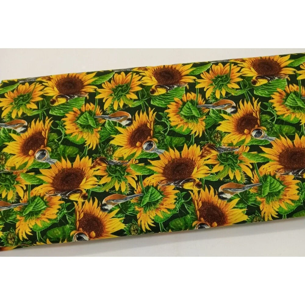 Wild Wings & Rosemary Millette Sunflower / Bird Print Fabric 6+ Yards